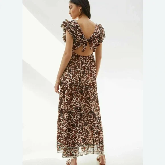 maxi brown long sleeve dress Off-Shoulder Long-Sleeve Maxi Dress in Chocolate Brown - XS